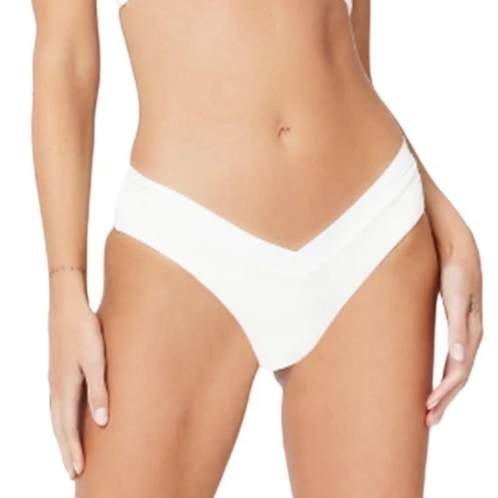 L*Space‎ Ribbed Pratt Bikini Bottom Classic Style RHPTC21 White Size XL NWT